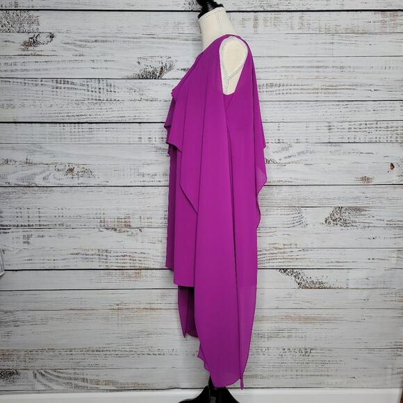 Badgley Mishka Belle Sleeveless Sheath Dress Tiered Top Purple | Size 2 - Picture 3 of 11